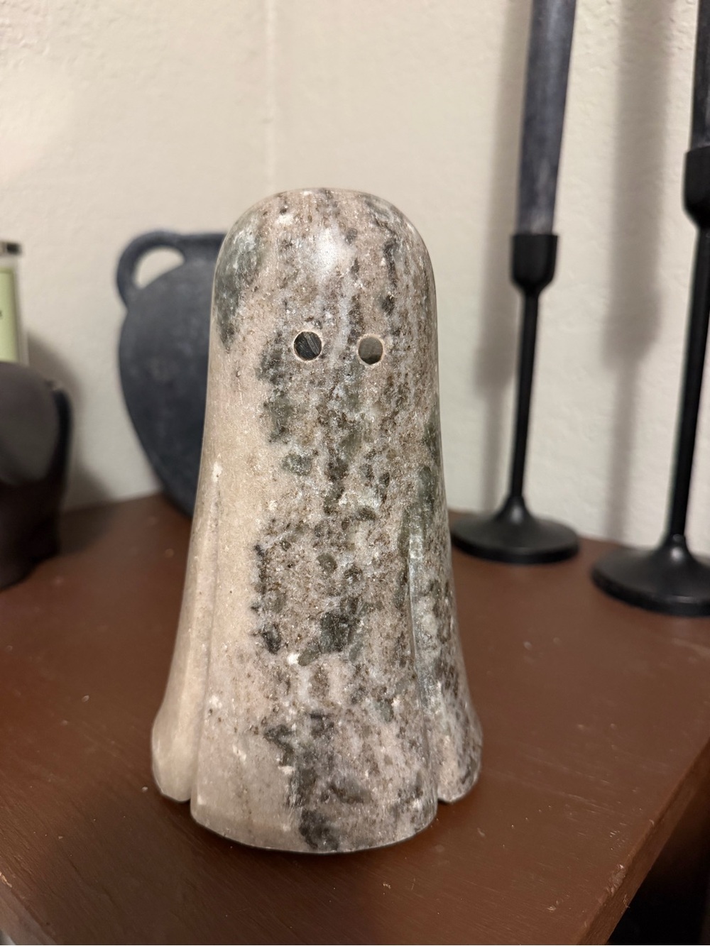 Homegoods Medium Size Grey and Cream Marble Ghost Sculpture - Halloween Decor